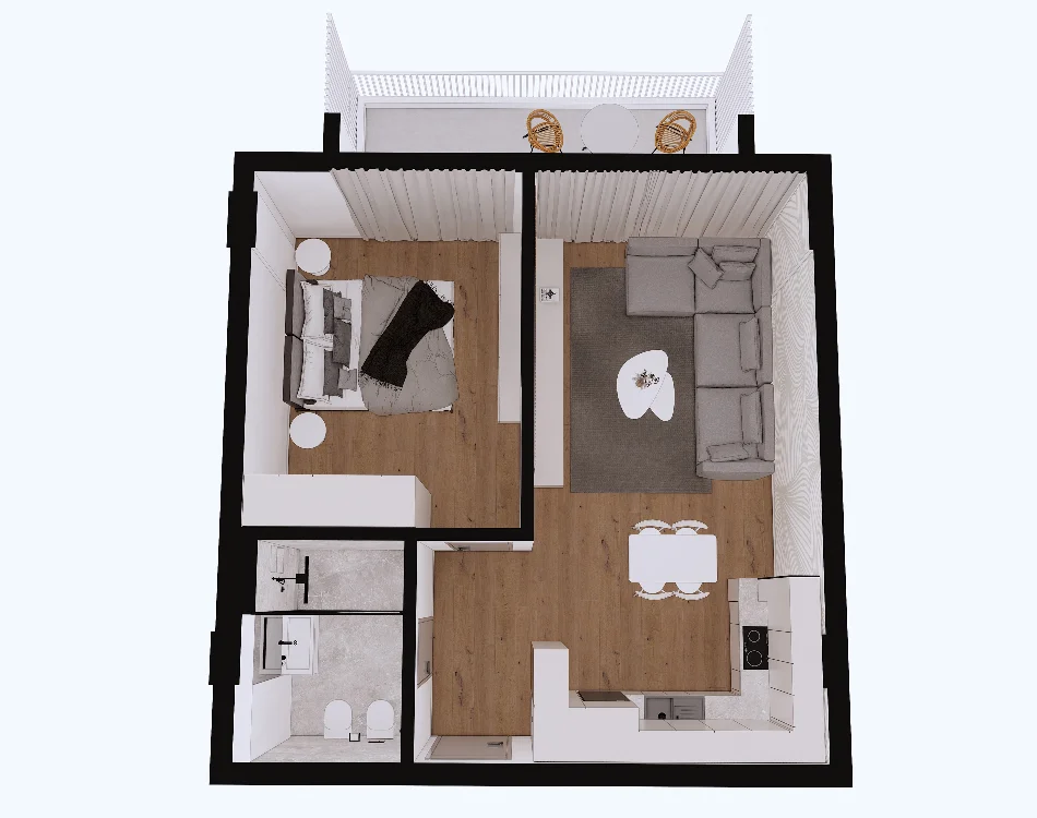 Qerret, shes apartament 1+1+Ballkon Kati 1, 70 m² 101.065 € (Rruga e Fshatrave Turistike)