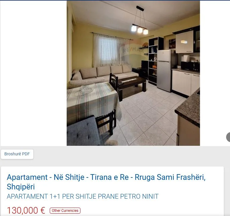 Tirane, shitet apartament 1+1 Kati 3, 60 m² 130.000 € (TE PETRO NINI TIRANA E RE)