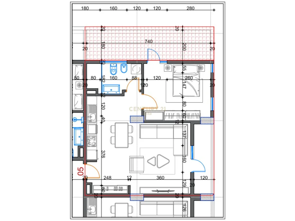 Tirane, shitet apartament 1+1+Ballkon Kati 5, 73 m² 75.500 € 