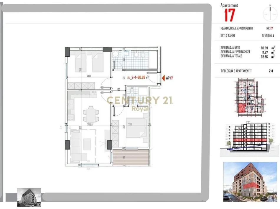 Tirane, shitet apartament 2+1+Ballkon Kati 2, 93 m² 112.200 € (Pakuqan)