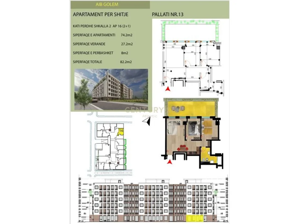 shitet apartament 2+1 Kati 0, 109 m² 90.000 €