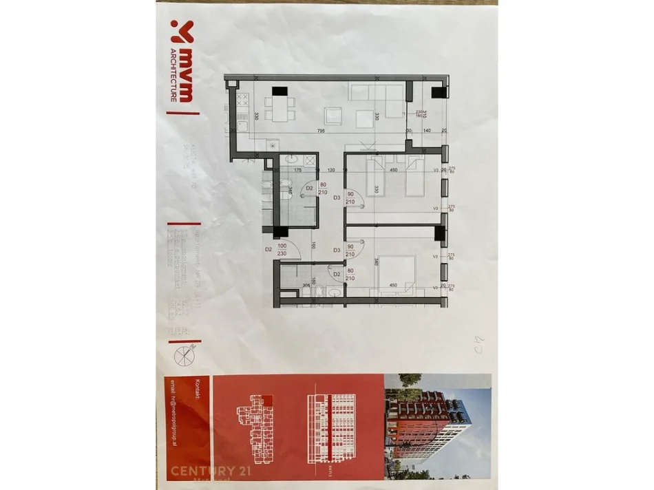 Tirane, shitet apartament 2+1+Ballkon Kati 3, 107 m² 192.000 € 