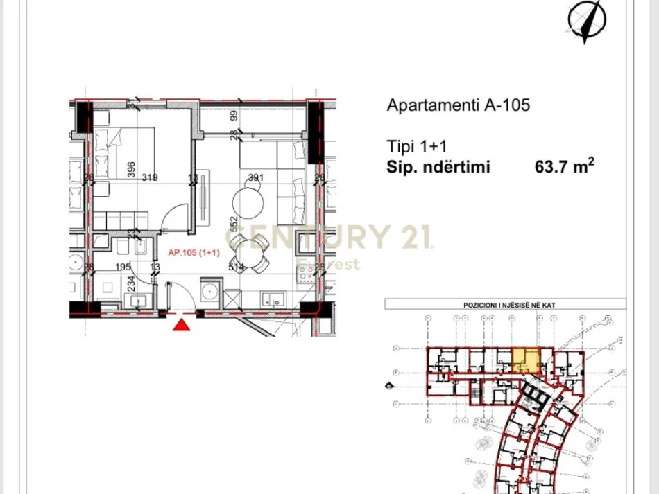 Tirane, shitet apartament 1+1 Kati 1, 64 m² 149.600 € (Rruga Bardhyl)