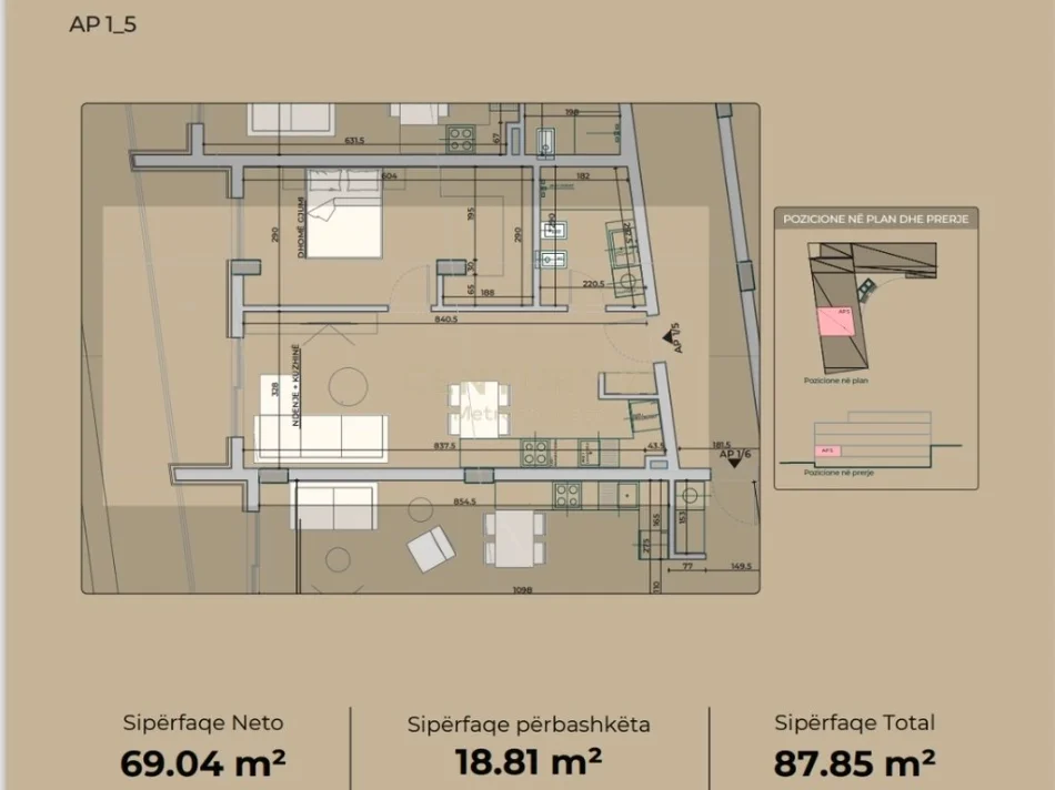 Tirane, shitet apartament 1+1 Kati 1, 88 m² 184.000 € 