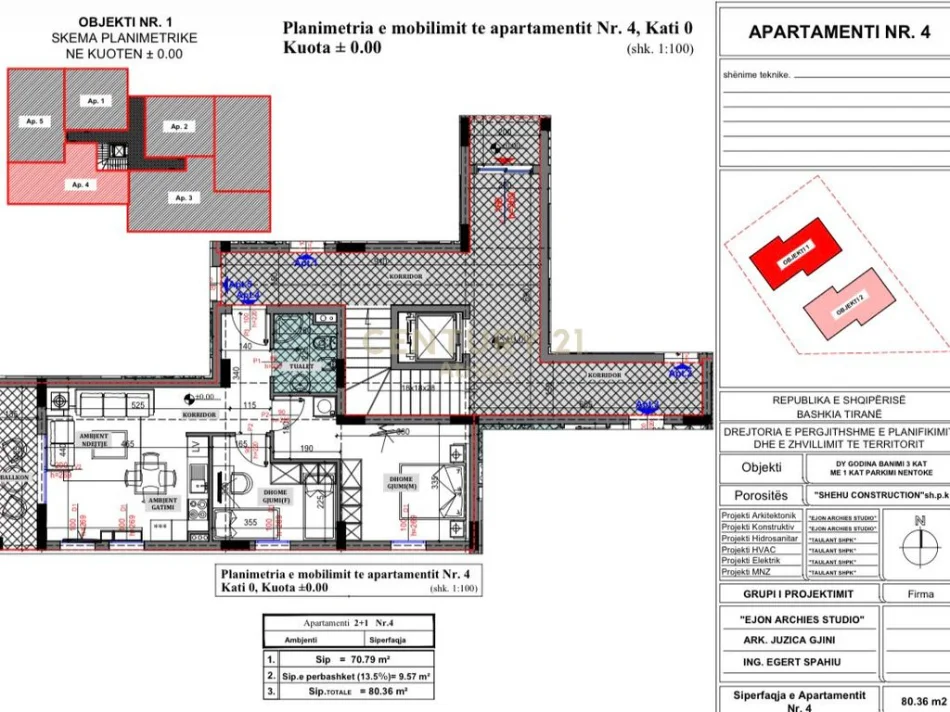 Tirane, shitet apartament 2+1 Kati 1, 80 m² 160.720 € (sauk i vjeter)