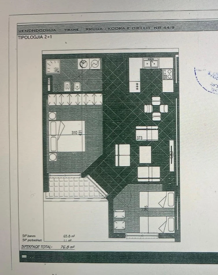 Tirane, shitet apartament 2+1 Kati 2, 77 m² 185.000 € (zgjerimi i kodra e diellit 1)