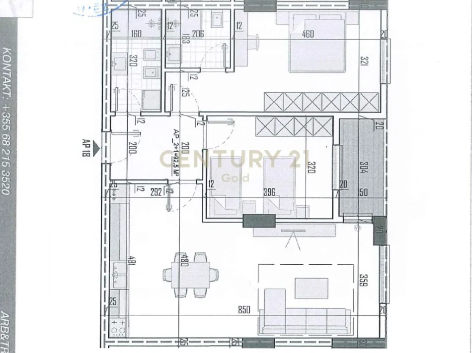 Tirane, shitet apartament 2+1+Ballkon Kati 1, 108 m² 129.600 € 