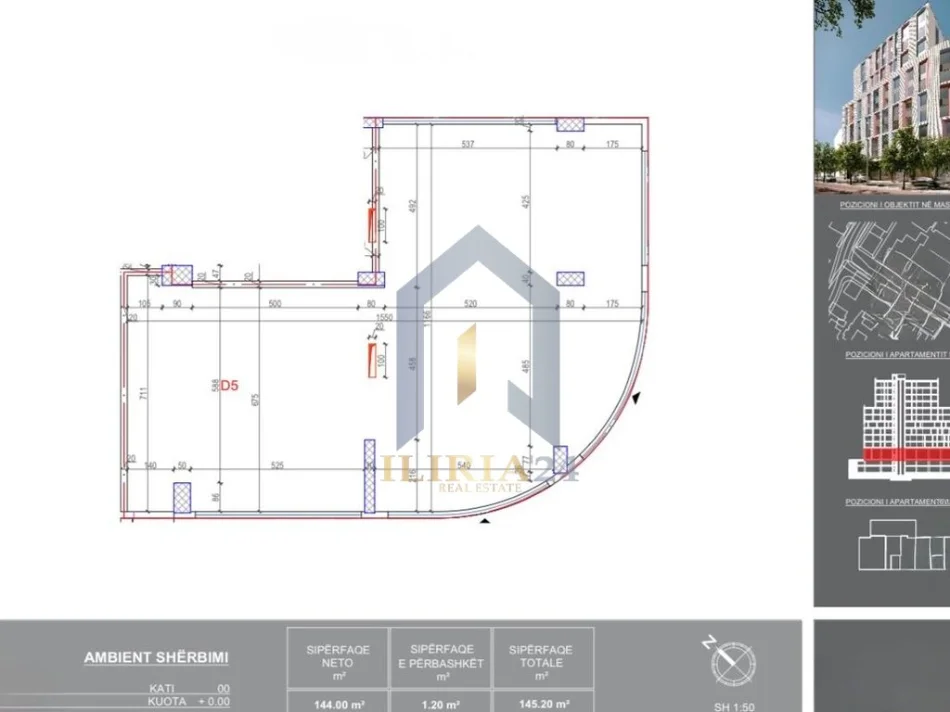 Tirane, shitet ambjent biznesi Kati 0, 145 m² 726.000 € (Ambient Biznesi per shitje tek Komuna e Parisit)