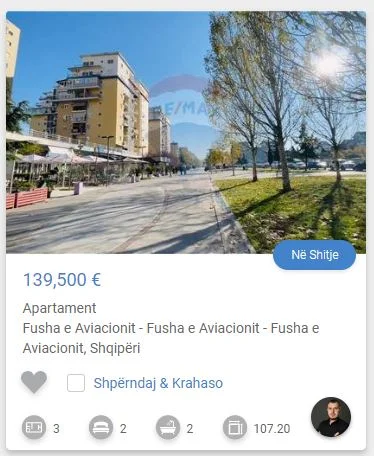 Shqiperi, shitet apartament 2+1 Kati 9, 109 m² 139.500 € (FUSHA E AVIACIONIT)