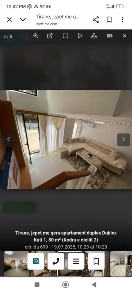 Tirane, jepet me qera apartament