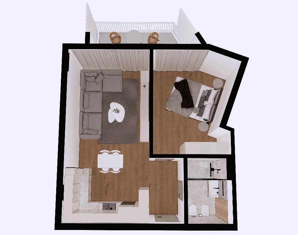 Qerret, shes apartament 1+1+Ballkon Kati 1, 67 m² 97.585 € (Rruga e Fshatrave Turistike)