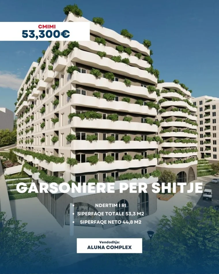 Tirane, shitet apartament 1+1 Kati 4, 53 m² 53.300 € (SHESIM GARSIONERE ALUNA RESIDENC, PASKUQAN!)