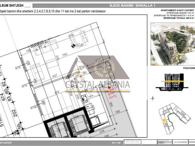Tirane, shitet apartament 1+1 Kati 4, 66 m² 1.550 Euro/m2 (Bulevardi "Bajram Curri")