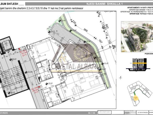 Tirane, shitet apartament Kati 5, 124 m² 1.550 Euro/m2 (Bulevardi "Bajram Curri")