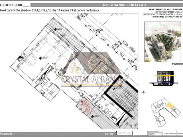 Tirane, shitet apartament 2+1+BLK Kati 6, 120 m² 1.550 Euro/m2 (Bulevardi "Bajram Curri")