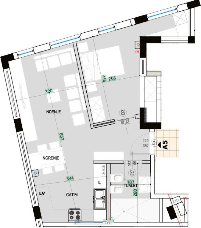 Tirane, shitet apartament 1+1 Kati 2, 69 m² 127.000 € (Trendafilave)