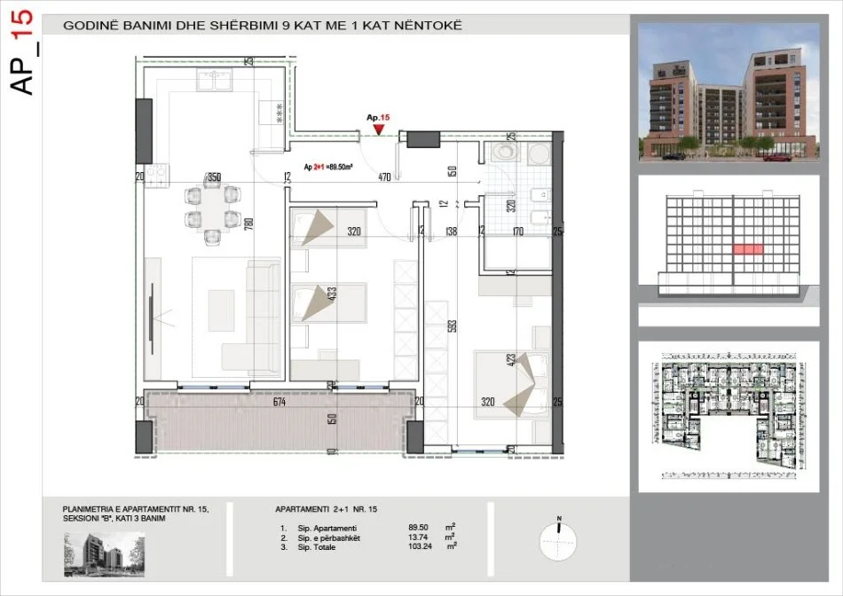 Tirane, shitet apartament 2+1 Kati 3, 104 m² 124.000 € (Bulevardi i Ri)