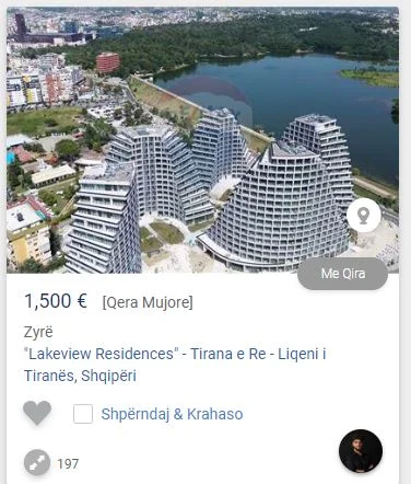 Tirane, jepet me qera zyre Kati 7, 146 m² 1.500 € (lake view liqeni tiranes)