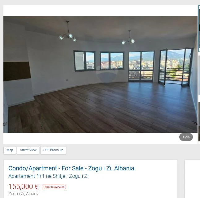 Tirane, shitet apartament 1+1 Kati 8, (ZOGU I ZI)