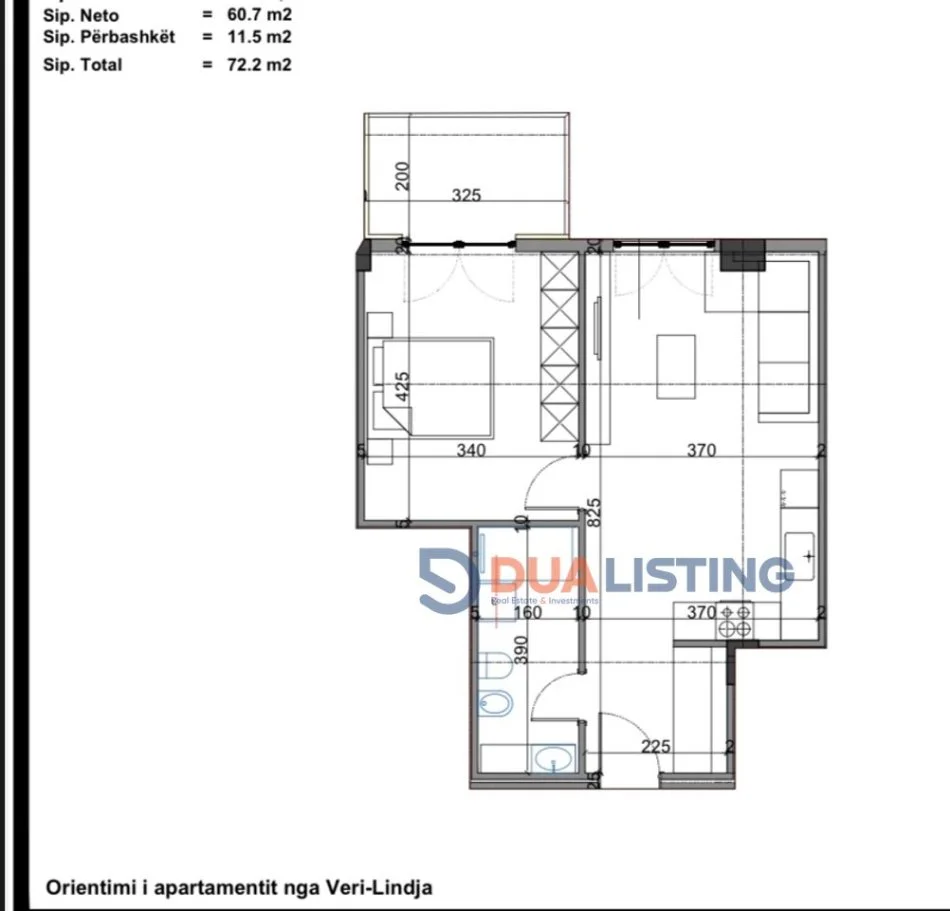 Tirane, shitet apartament 1+1+Ballkon Kati 4, 72 m² 119.130 €