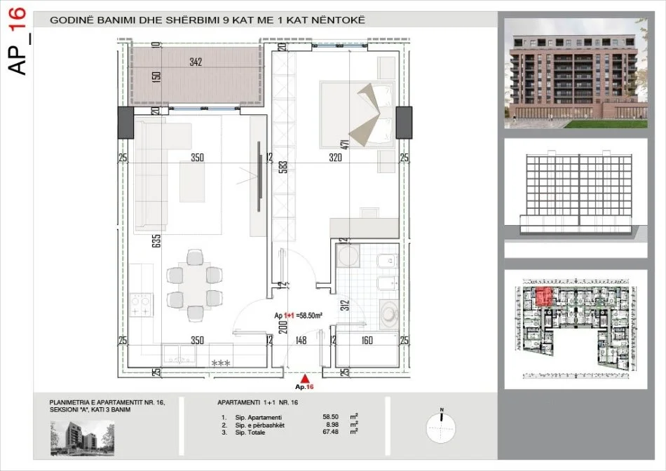 Tirane, shitet apartament 1+1 Kati 3, 67 m² 81.000 € (Bulevardi Ri)