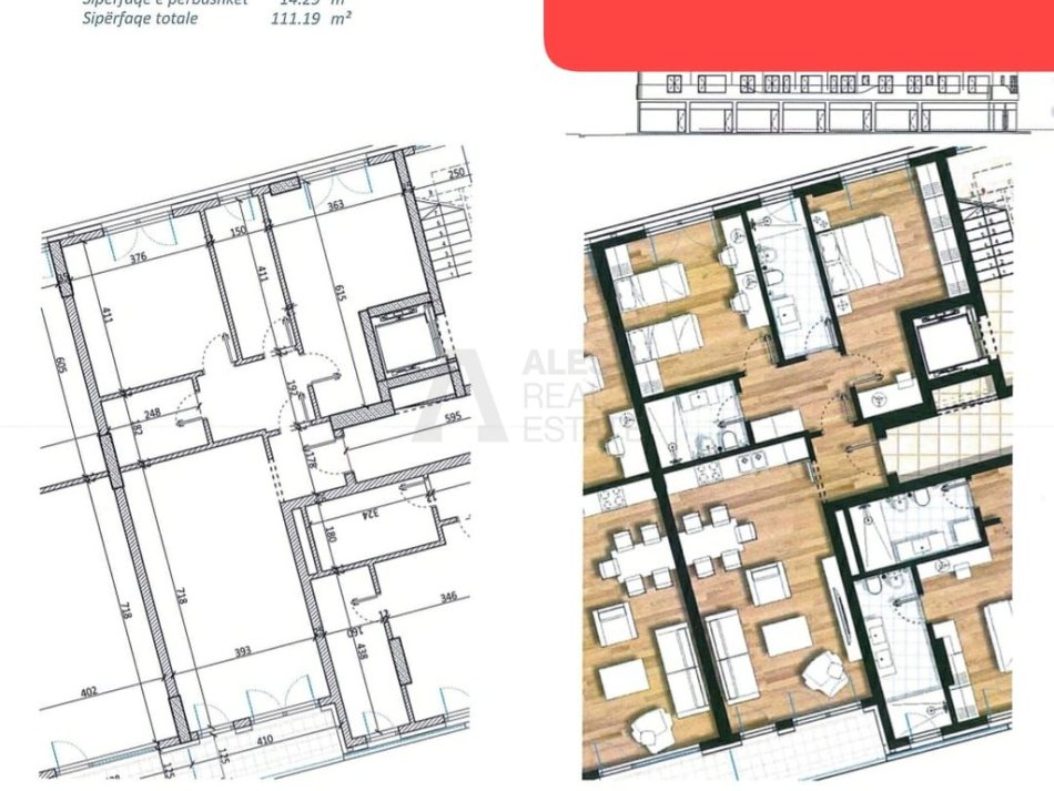 Tirane, shitet apartament 2+1 Kati 4, 111 m² 178.000 € 