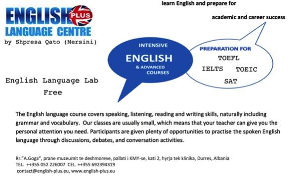 Qendra e gjuheve EnglishPlus+ Durres ofron kurse Anglisht - Shpresa Qato (Mersini)