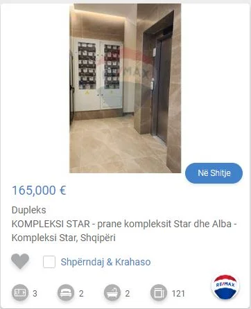 Tirane, shitet apartament duplex Kati 3, 121 m² 1.650.000 € (KOMPLEKSI STAR ALBA ISH FUSHA AVIACIONIT)