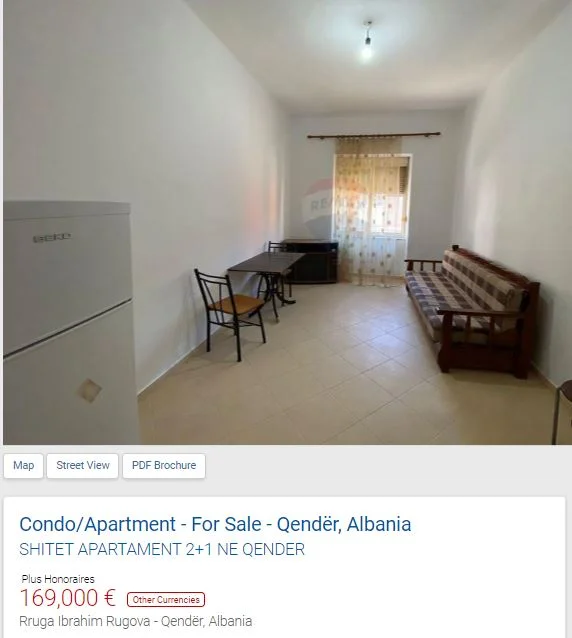 Tirane, shitet apartament 1+1 , 64 m² 169.000 € (RRUGA IBRAHIM RUGOVA QENDER)