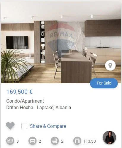 Tirane, shitet apartament 2+1 Kati 7, 113 m² 169.500 € (kompleksi aura rruga dritan hoxha laprake)