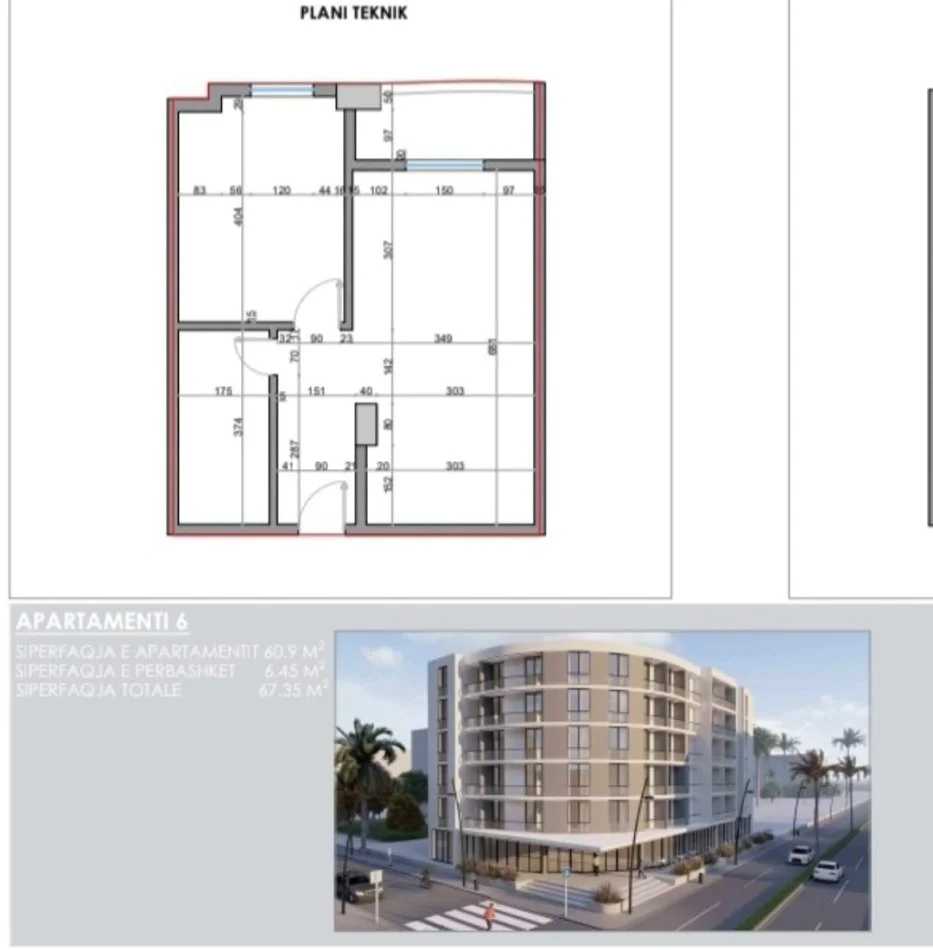 Durres, shitet apartament 1+1 Kati 2, 60,9 m² 121.000 € (Golem, Durres)