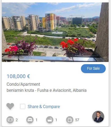 Tirane, shitet apartament 1+1 , 57 m² 108.000 € (FUSHA E AVIACIONIT)