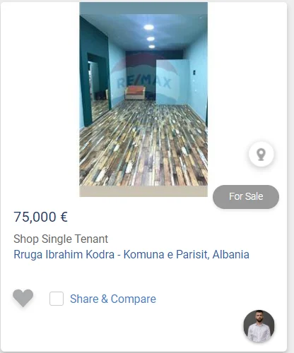Tirane, shitet dyqan Kati 0, 40 m² 75.000 € (rruga ibrahim kodra komuna e parisit)