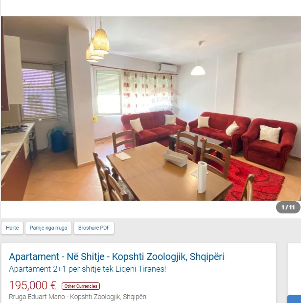 Tirane, shitet apartament 2+1 Kati 1, 98 m² 195.000 € (KOPSHTI ZOOLOGJIK)