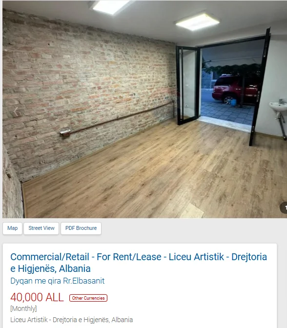 Tirane, jepet me qera dyqan Kati 0, 12 m² 400 € (TEK DREJTORIA E HIGJENES)