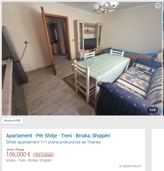 Tirane, shitet apartament 1+1 Kati 1, 60 m² 106.000 € (TE PROKURORIA E TIRANES)