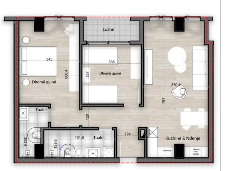 Tirane, shes apartament 2+1 Kati 4, 112 m² 186.000 € (Rruga e Kokonozëve, Splendor Residencë)