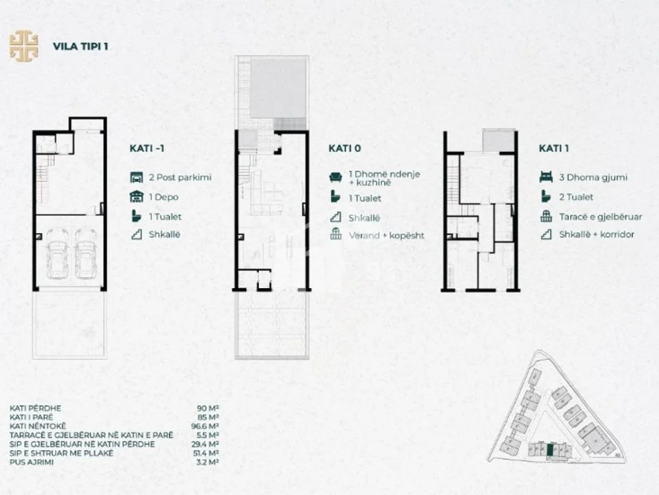 Tirane, shitet Vile 3 Katshe , 271 m² 678.000 € (“GREEN UP LIVING RESIDENCE”, NE MJULL BATHORE)