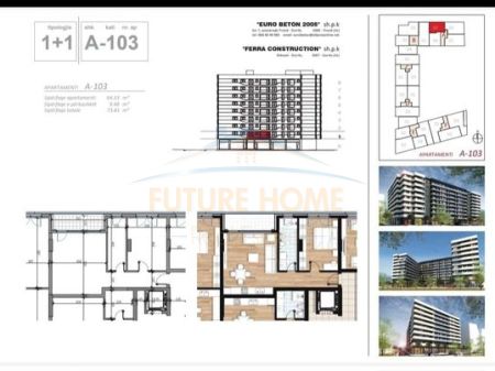 Tirane, shes apartament Kati 1, 7.381 m² 100,000  Euro