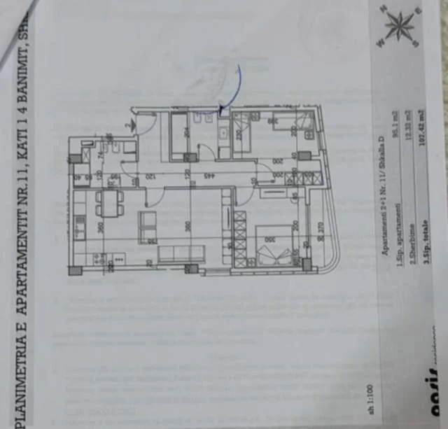 Tirane, shitet apartament 2+1+BLK Kati 4, 107 m² 145.000 Euro (Teodor Keko)