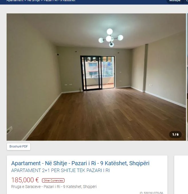 Shqiperi, shitet 2+1 Kati 5, 90 m² 185.000 € (RRUGA E SARACEVE PAZAR I RI)