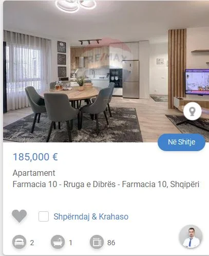 Tirane, shitet apartament 2+1 Kati 3, 76 m² 185.500 € (FARMACIA 10 TEK ARLIS)