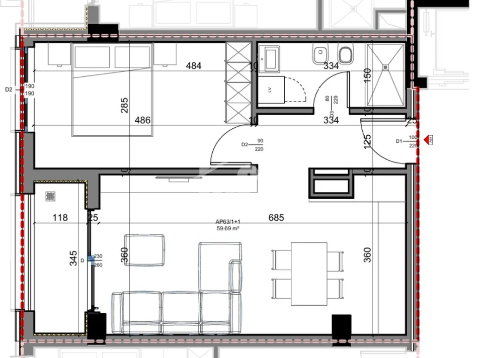 Tirane, shitet apartament 1+1 Kati 8, 67 m² 176.500 € (PRANË PAZARIT TË RI)
