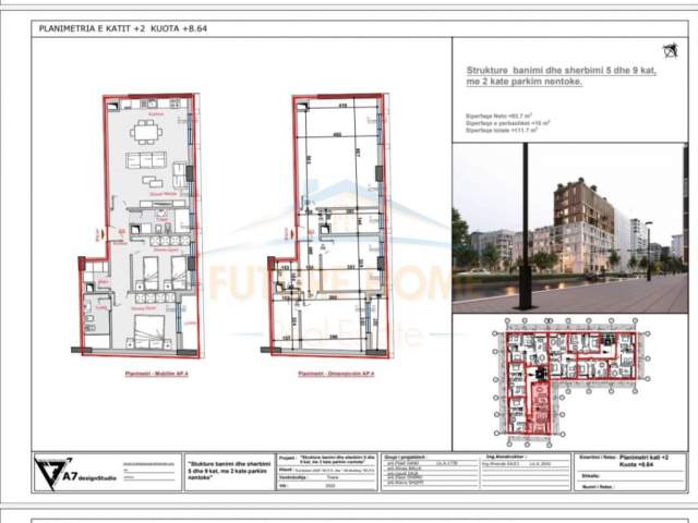 Tirane, shes apartament 2+1 Kati 3, 1.117 m² 15.600.000 Euro (Rruga Jordan Misja)
