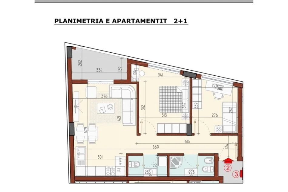 Tirane, shitet apartament 2+1 Kati 3, 78 m² 199.000 € (21 Dhjetori)