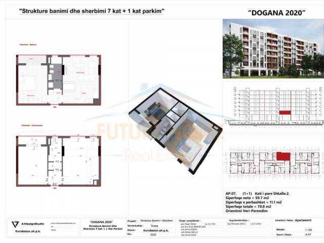 Tirane, shes apartament 1+1+BLK Kati 1, 71 m² 75.000 Euro (Unaza e Re)