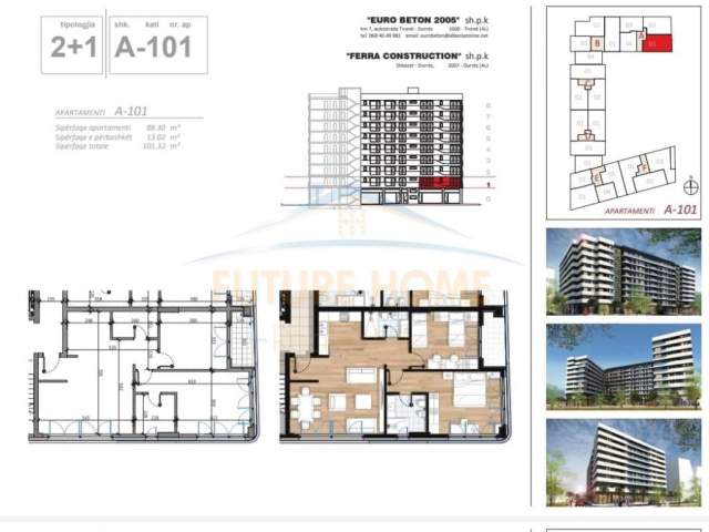 Tirane, shes apartament 2+1+BLK Kati 2, 101 m² 126.000 Euro (Don Bosko)