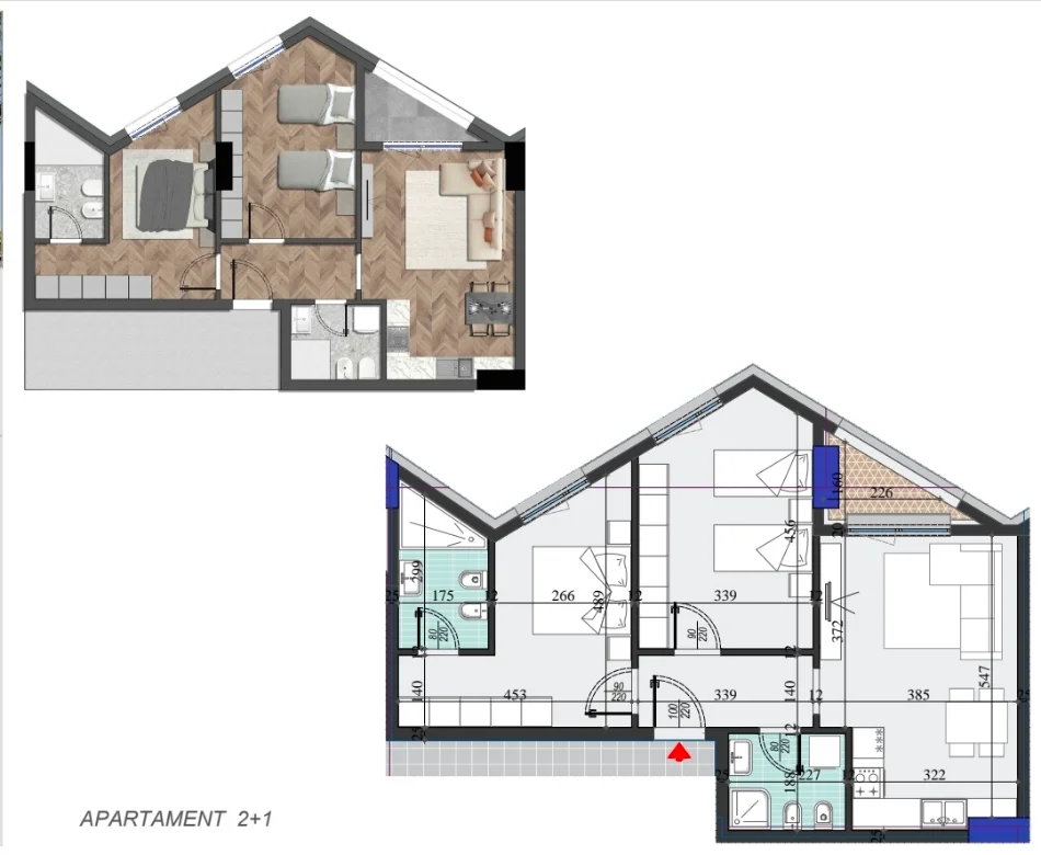 Tirane, shitet apartament 2+1+Ballkon Kati 8, 97 m² 180.000 € (Zogu i Zi)