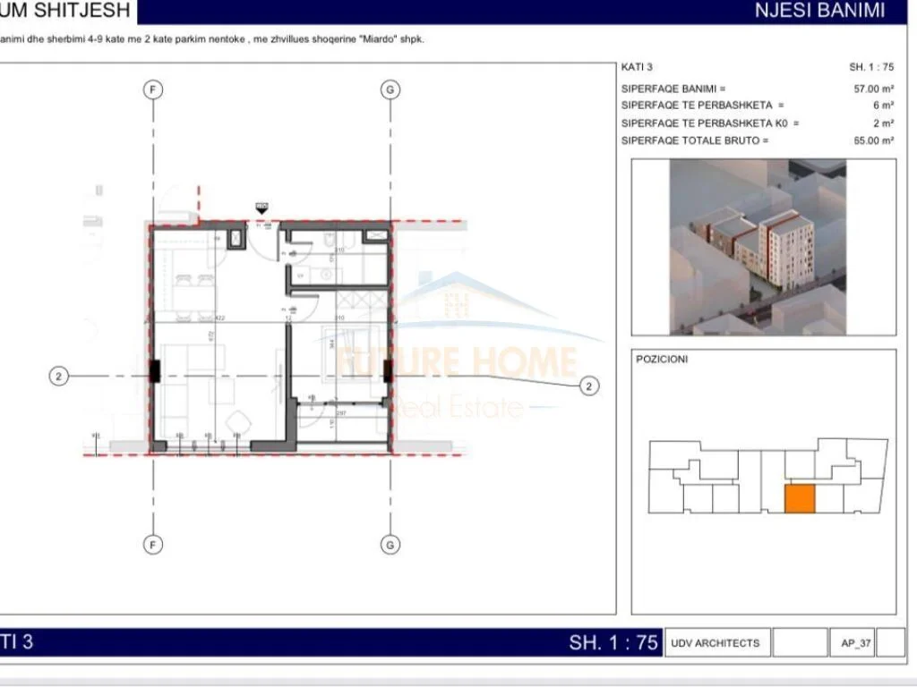 Shitet,Apartament 1+1, Jordan Misja,Tiranë.