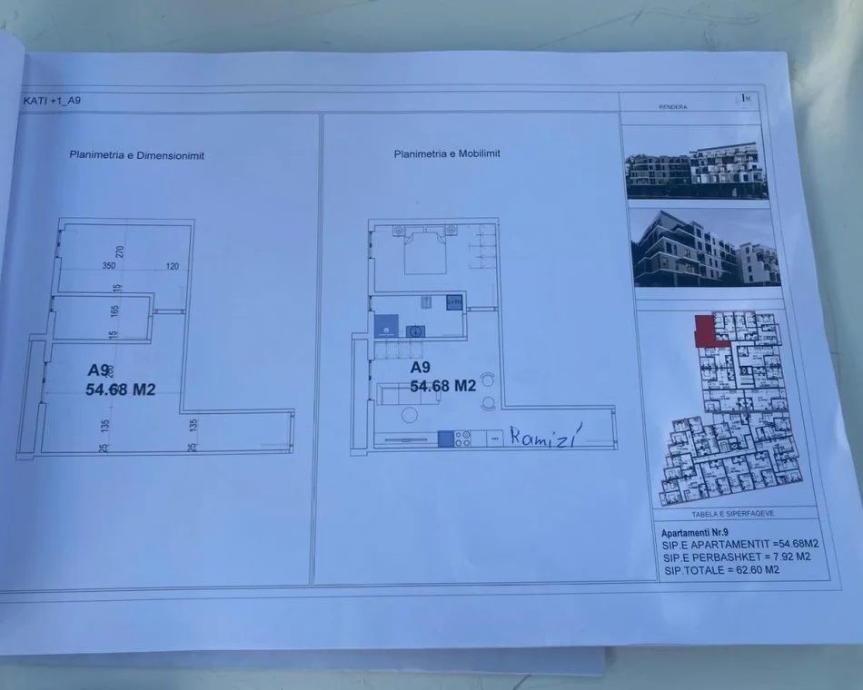 Durres, shitet apartament 1+1+Ballkon Kati 1, 63 m² 56.340 € (Mali Robit)